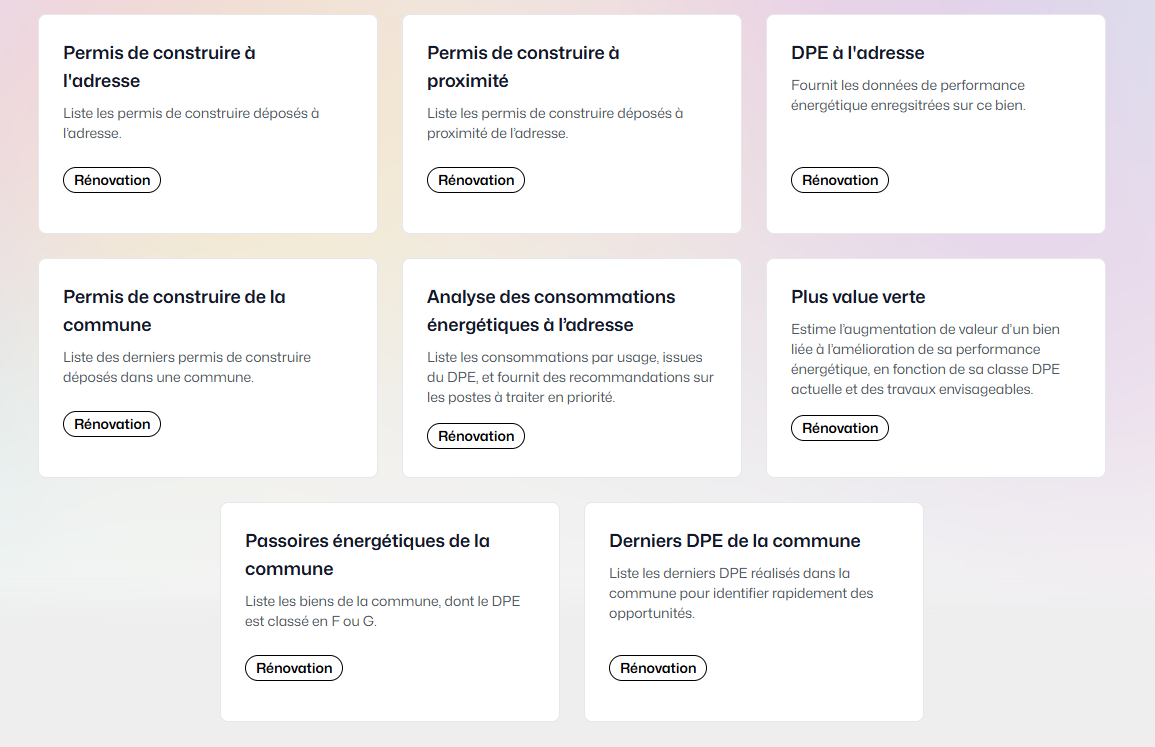 Interface de la bibliothèque de prompts de rénovation énergétique au sein de l'outil Keyzia.
