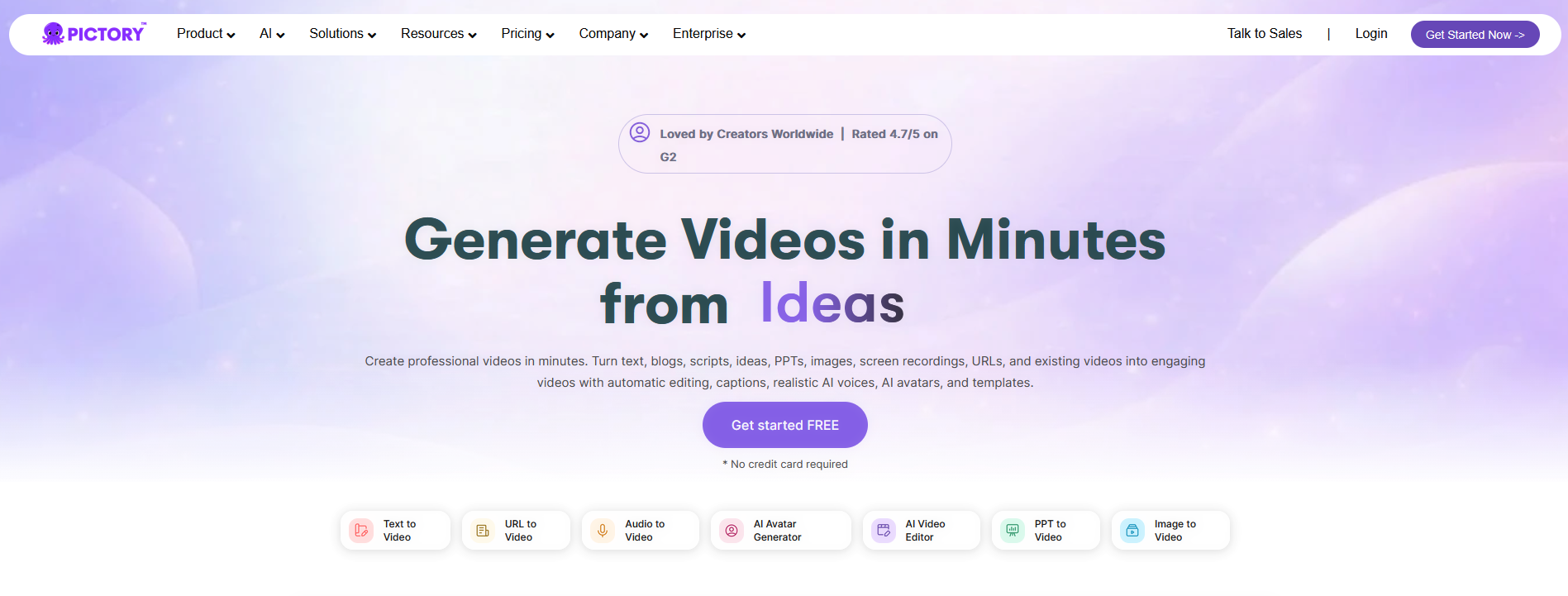 Capture d'écran de l'outil vidéo IA Pictory