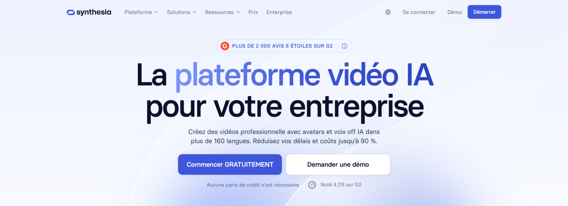 Capture d'écran de l'outil IA vidéo Synthesia